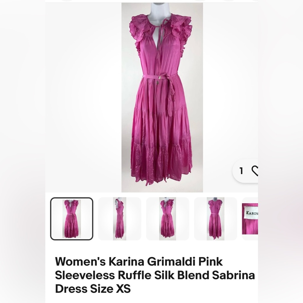 Karina Grimaldi Sabrina Vibrant Pink Sleeveless Silk Dress XS - Picture 10 of 14
